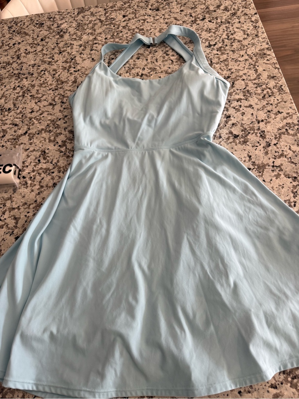 HALARA Light Blue Halter Skater Dress